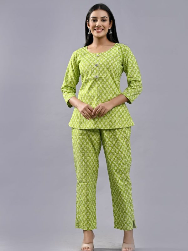 RUBICORN  WOMEN PRINTED COTTON TOP AND PANT