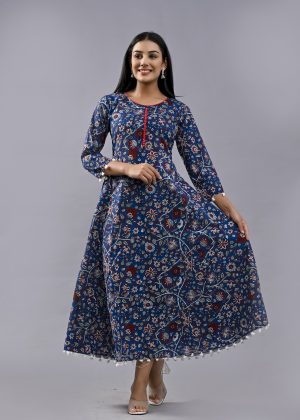 COTTON PRINTED DESIGENR DRESS