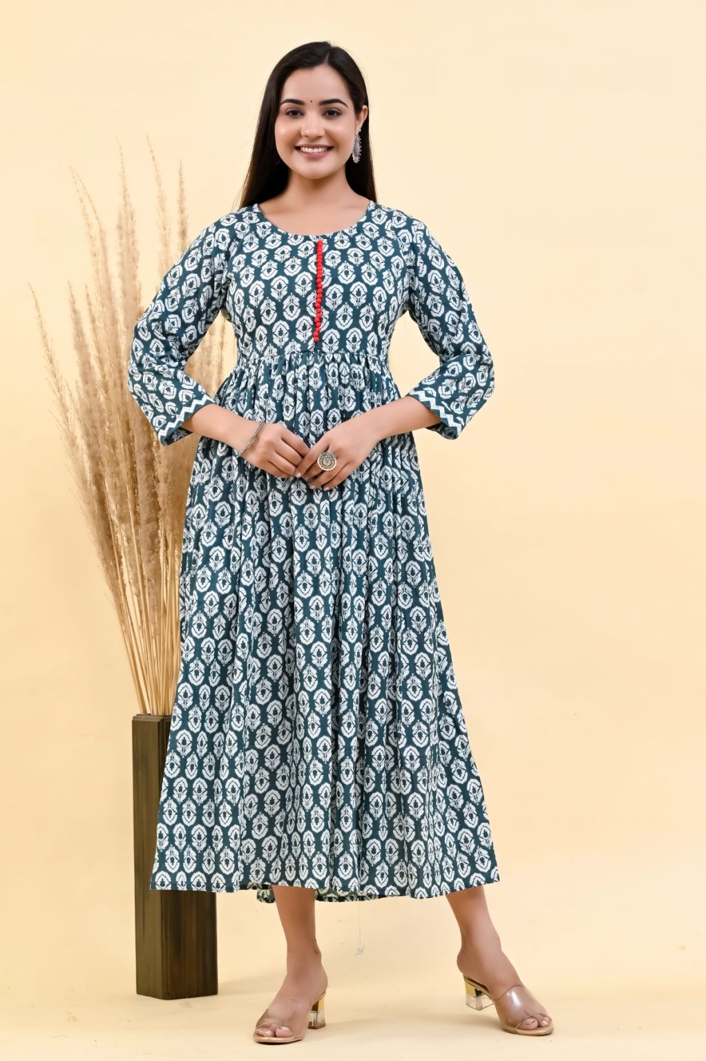 MIDNIGHT GREEN  PRINTED COTTON SUIT SET - Image 3