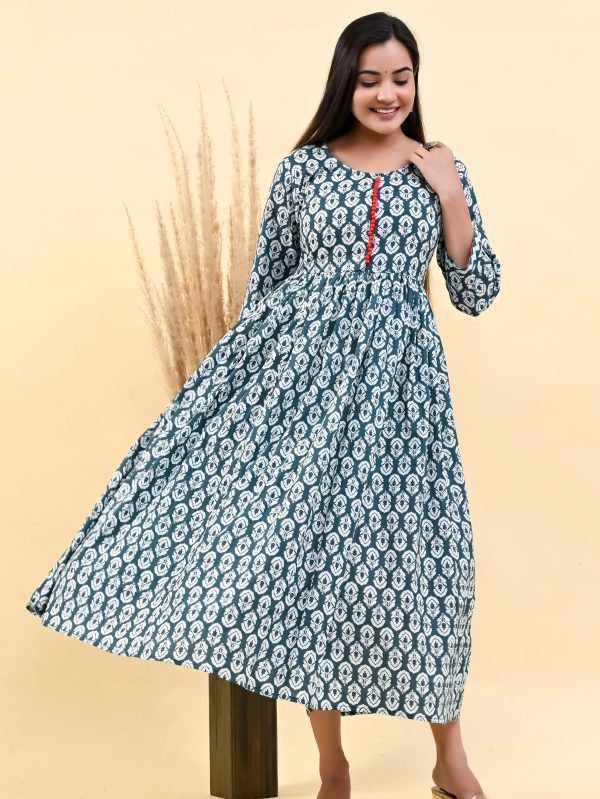 MIDNIGHT GREEN  PRINTED COTTON SUIT SET