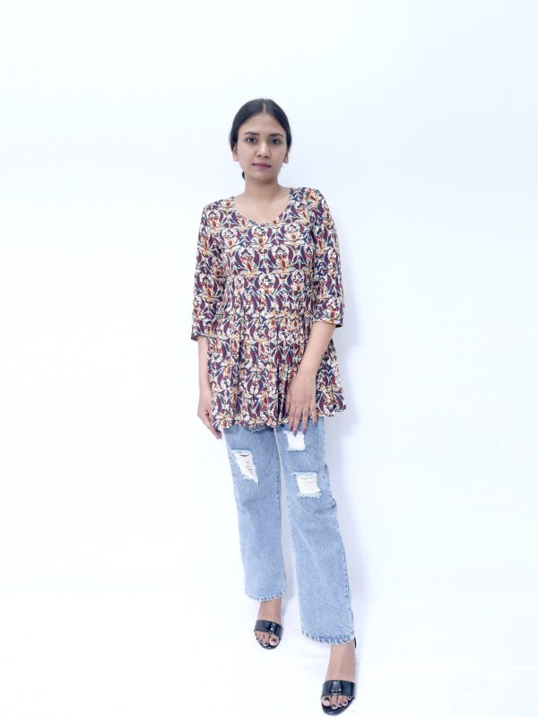 BAGRU KALAMKARI FLORAL GATHERING TOP