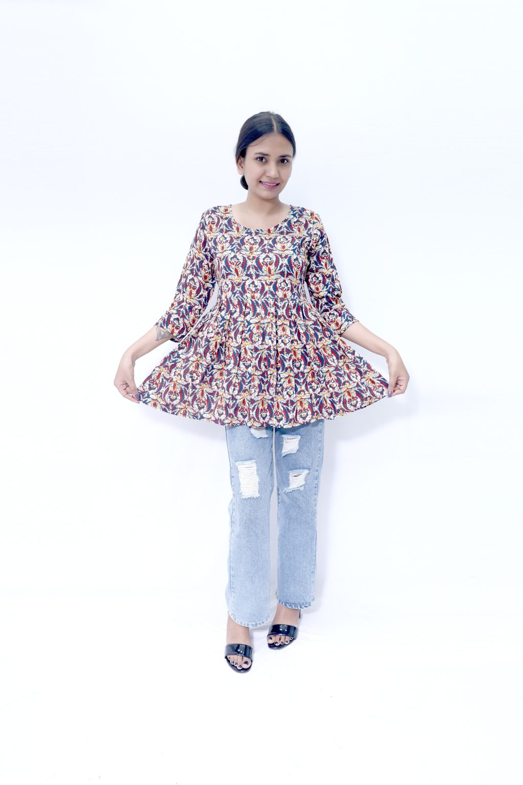 BAGRU KALAMKARI FLORAL GATHERING TOP - Image 3