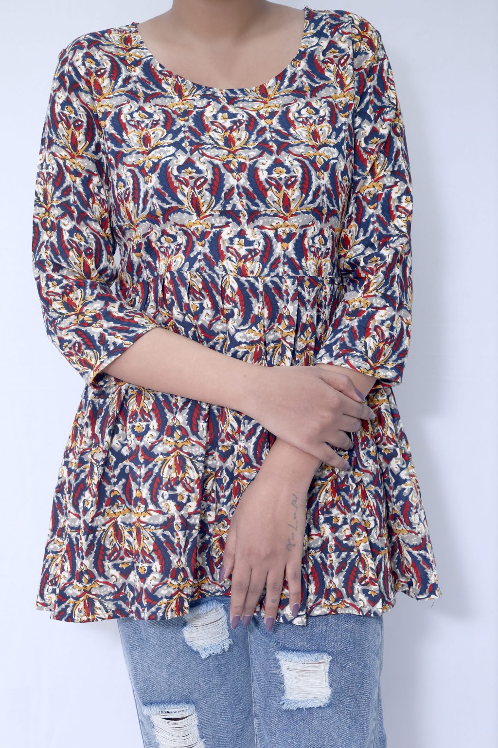 BAGRU KALAMKARI FLORAL GATHERING TOP - Image 4