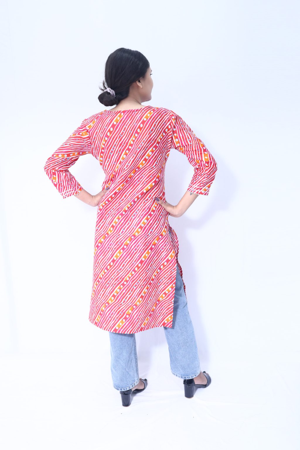 BEATITUDE MULTI-COLOR LEHERIYA LONG KURTI - Image 6