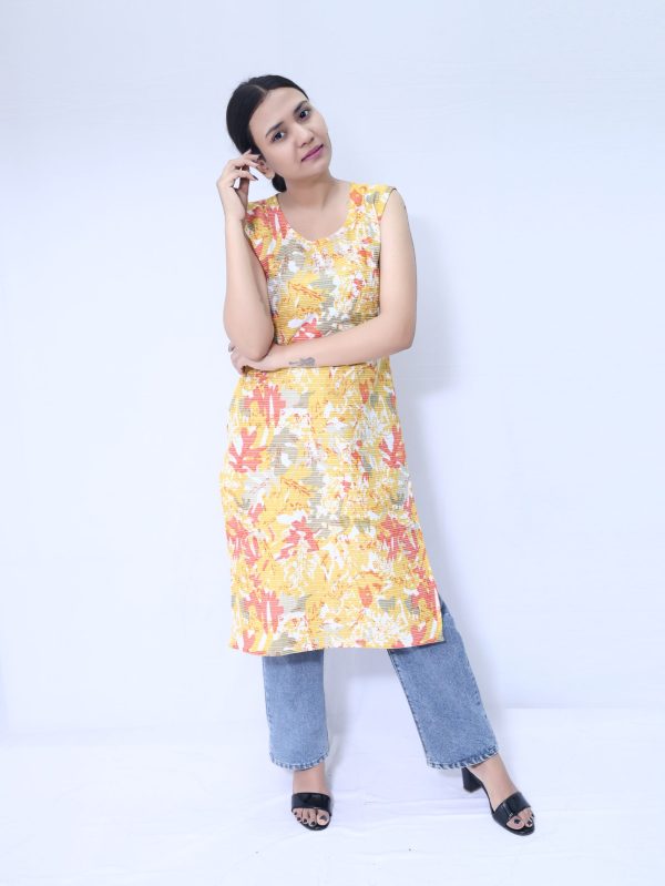 MYSHKA MULTI FLORAL RAYON STRAIGHT KURTI