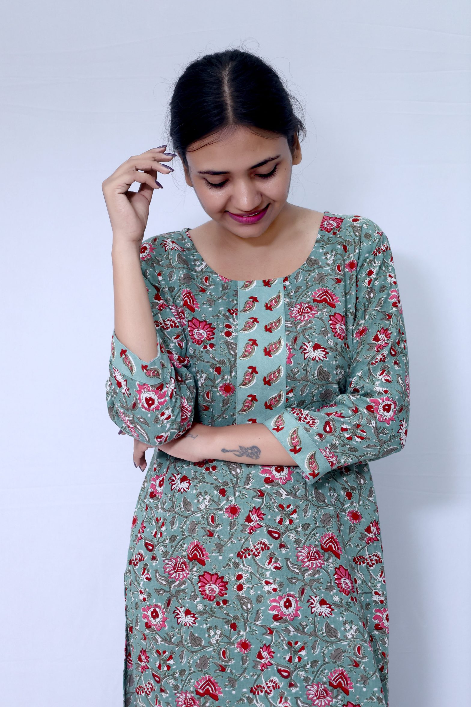 KALAMKARI FLORAL PRINT KURTI - Image 2
